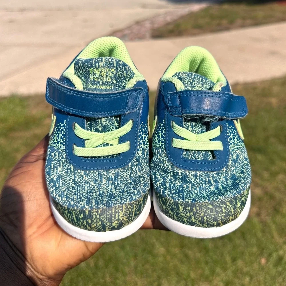 Nike Flex Contact TD Toddler Girl Shoes 2 Pairs Pink Black Blue Green Size 7